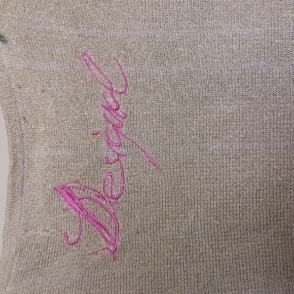 DESIGUAL Boho Dolman Sleeve Floral Mettalic Disco Mini Dress, Sz M - Picture 9 of 15